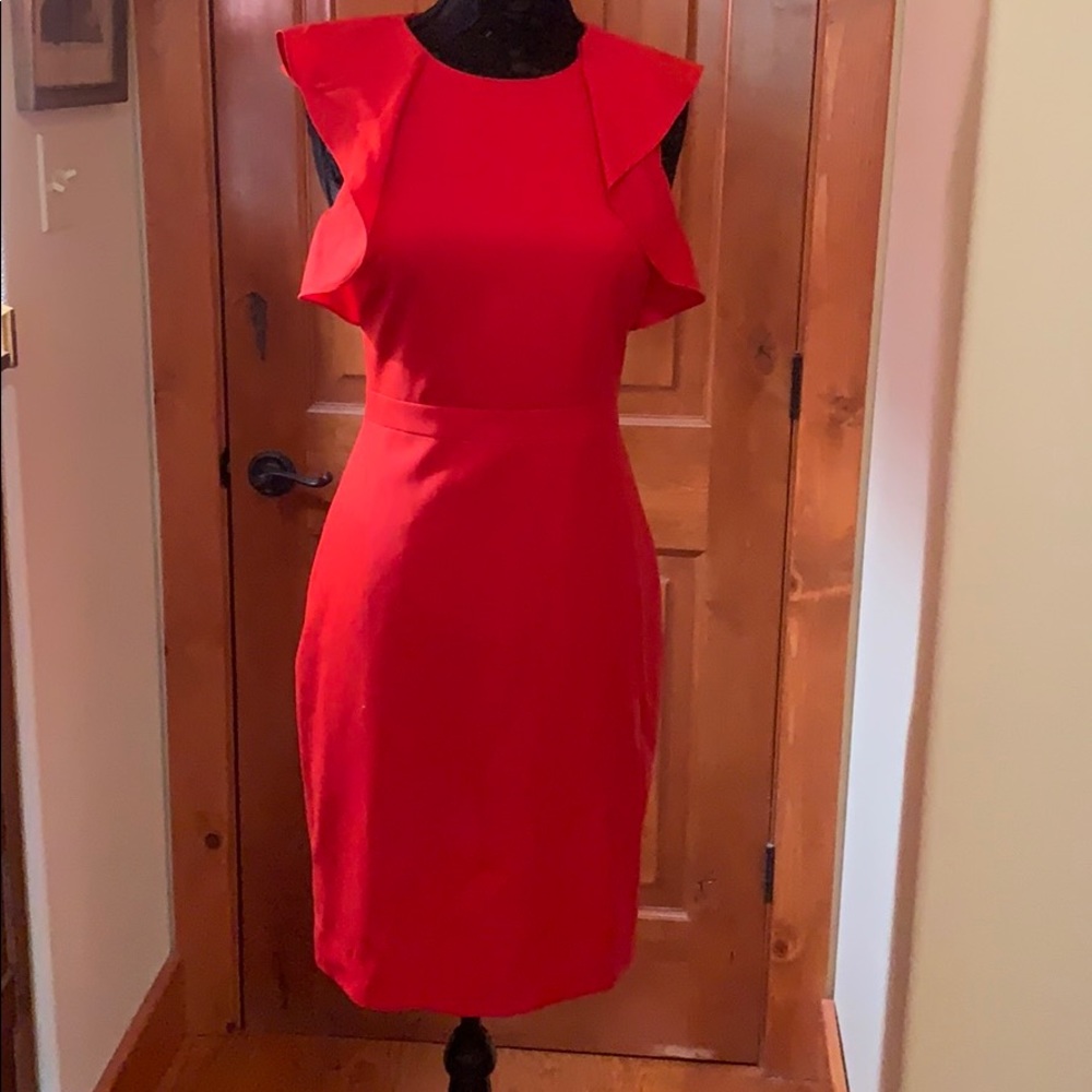 Red wool j crew dress